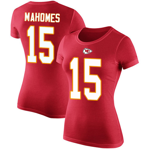 Women Football Kansas City Chiefs #15 Mahomes Patrick Red Rush Pride Name and Number T-Shirt->nfl t-shirts->Sports Accessory